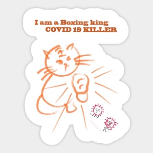 Cute boxing cat - Covid19 killer Sticker